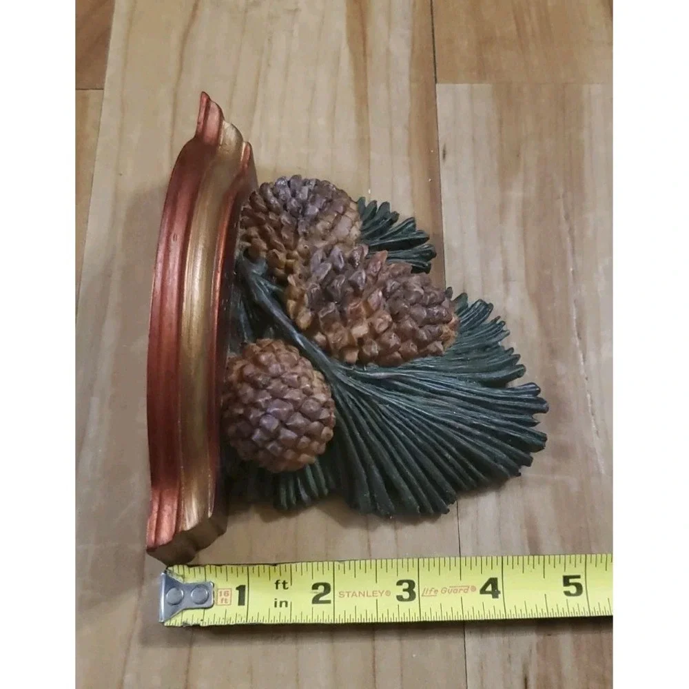 Vintage Pinecone & Needle Wall Sconce Display Shelves Set Woodland Forest Cabin